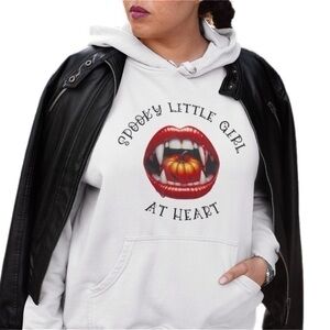 The Blind Medium Champion White Graphic Hoodie with Vampire Pumpkin